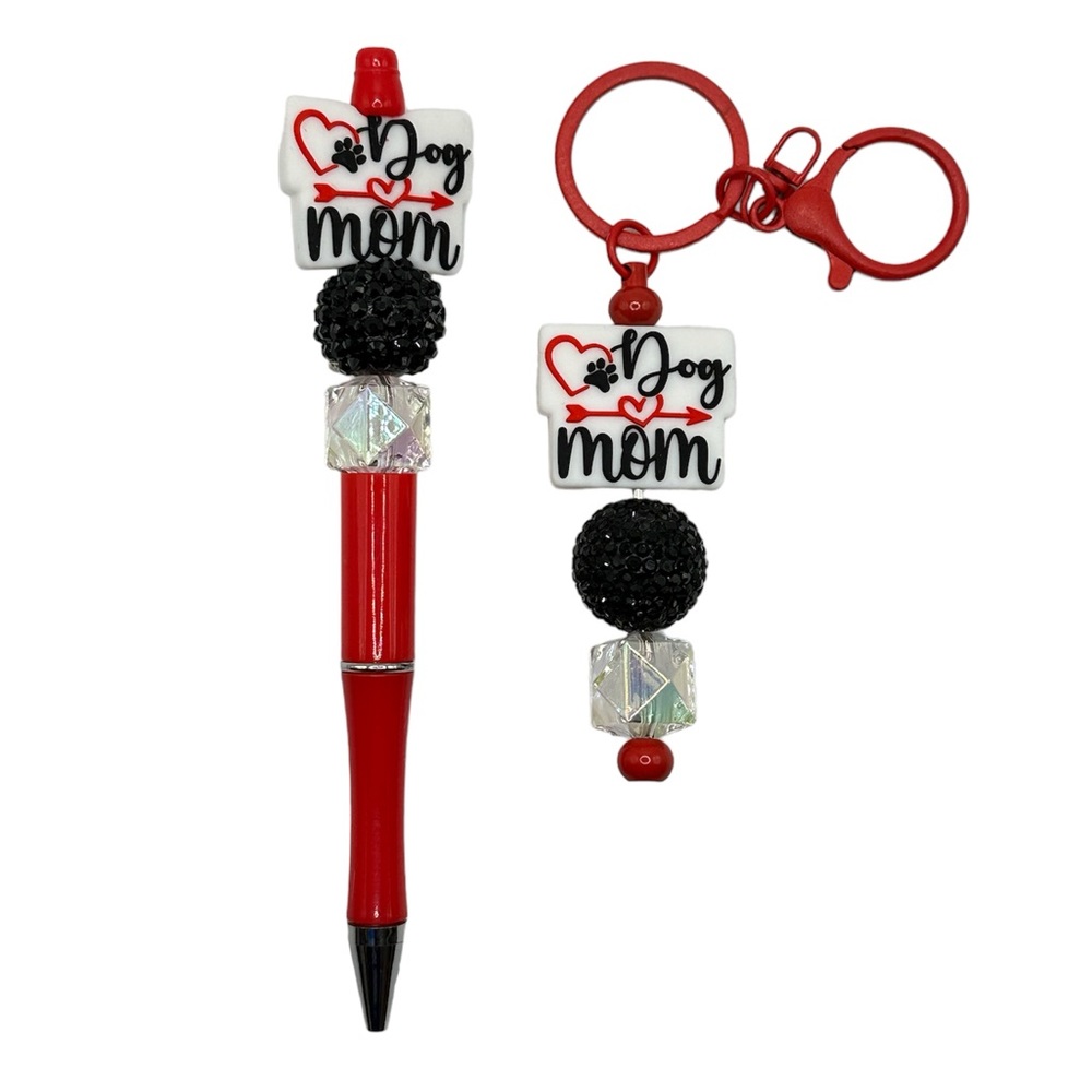 NEW DOG MOM BEAD PEN & KEYCHAIN SET